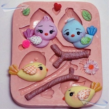 Molde De Silicone: Passarinhos no Jardim
