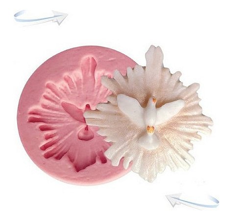 Molde De Silicone: Pomba Branca - 4,5  x 4,5 cm