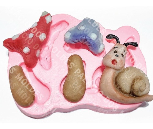 Molde De Silicone: Cogumelos e Caracol