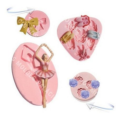 Kit: Molde De Silicone Bailarina - 4 peças