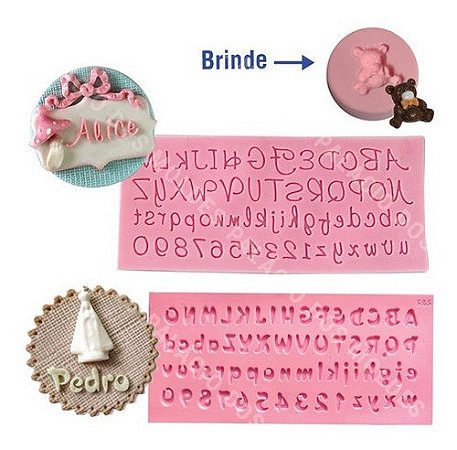 Molde De Silicone: Alfabeto Letras Cursivas 8,6 x 20,0 cm + Brinde