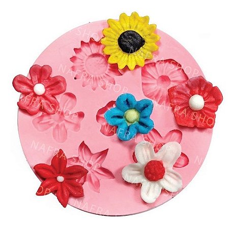 Molde De Silicone: Flores Diversas - Margaridas e Girassol