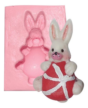 Molde De Silicone: Coelho com Ovo de Páscoa - 5,0 x 2,7 cm