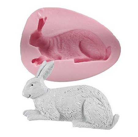 Molde De Silicone: Coelho da Páscoa Deitado -  3,7 x 4,5 cm
