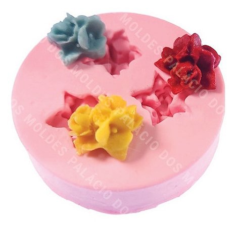 Molde De Silicone: 3 Rosinhas - 1,4 cm