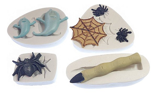 Kit: Molde De Silicone Halloween - 4 peças