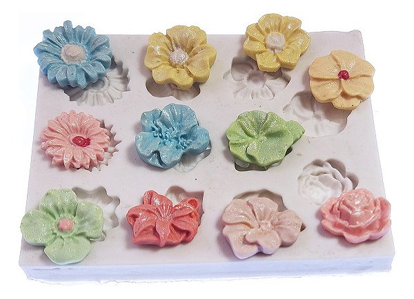 Molde De Silicone: Flores Variadas