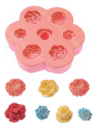 Molde de Silicone: Flores Diversas - Rosas