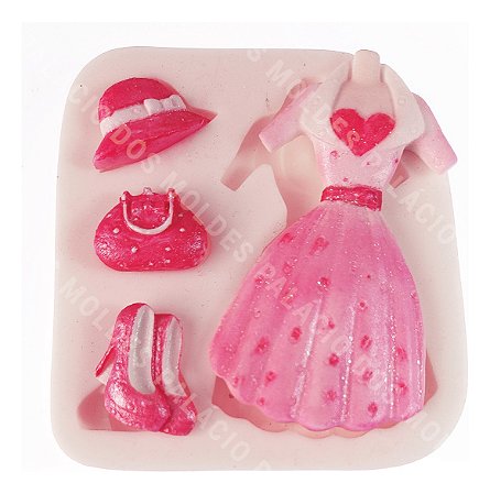 Molde de Silicone: Vestido da Barbie 6,0 x 6,5 cm