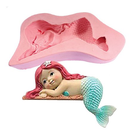 Molde de Silicone: Sereia Deitada - 4,0 x 8,5 cm