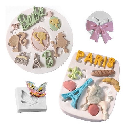 Kit: Molde de Silicone Barbie - 4 peças