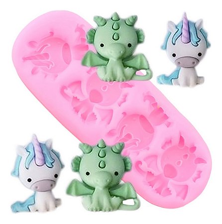 Molde De Silicone: Unicórnios e Dragões