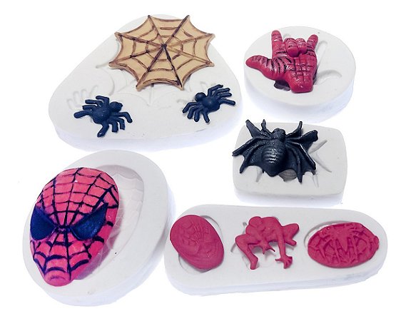 Kit: Molde De Silicone Homem-Aranha - 5 peças