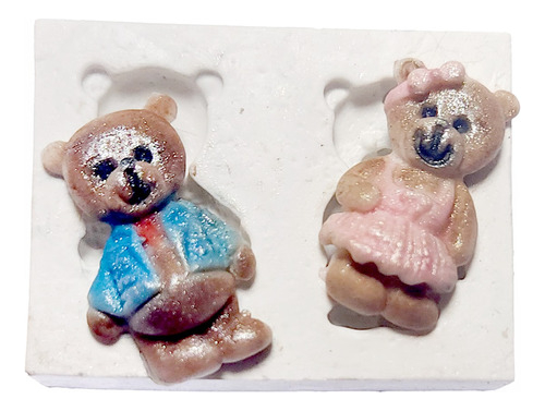 Molde De Silicone: Casal de Ursos - 2,7 x 1,5 cm