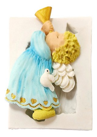 Molde De Silicone: Anjinho com Trombeta - 4,0 x 6,0 cm