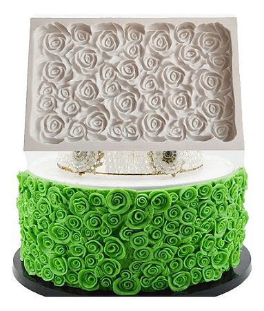 Molde De Silicone: Textura de Rosas - 16,0 x 10,0 cm