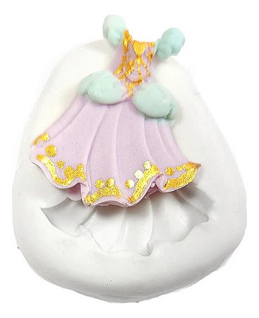 Molde De Silicone: Vestido Princesa - 3,0 x 2,5 cm