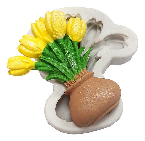 Molde De Silicone: Vaso com Tulipas - 5,0 x 6,0 cm