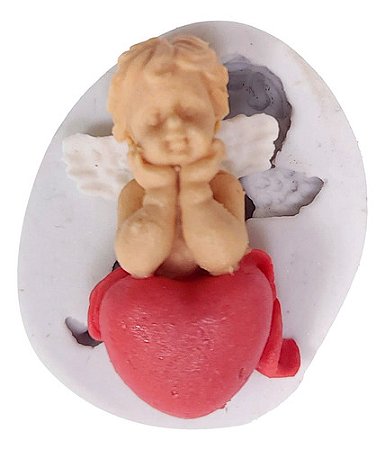 Molde De Silicone: Anjinho e Coração - 4,0 x 2,5 cm