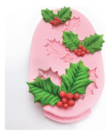 Molde de Silicone: Folhas Natalinas