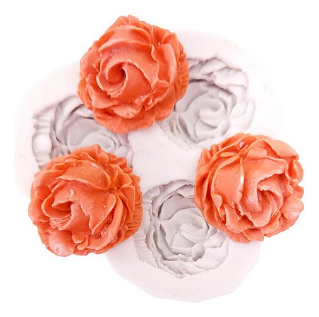 Molde De Silicone: 3 Rosas - 3,0 cm