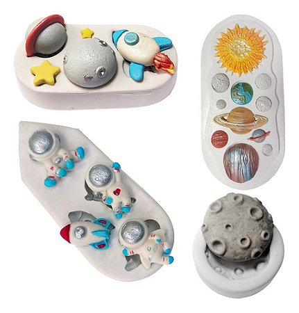 Kit: Moldes De Silicone Espaço Sideral - 4 peças
