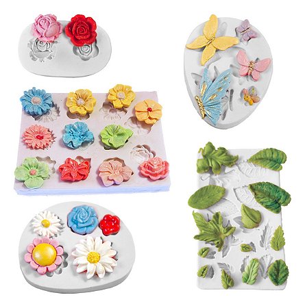 Kit: Moldes de Silicone Primavera - 5 peças