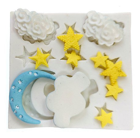 Molde de Silicone: Lua e Estrelas