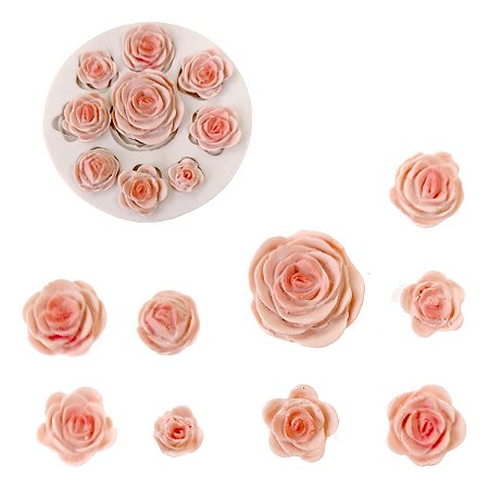 Molde de Silicone: Rosas Diversas