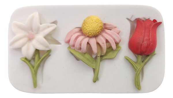 Molde De Silicone: 3 Flores