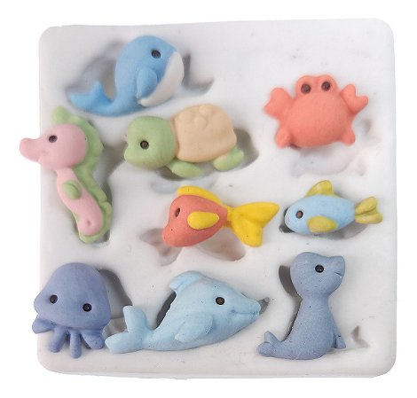 Molde De Silicone: Peixes e Animais Marinhos
