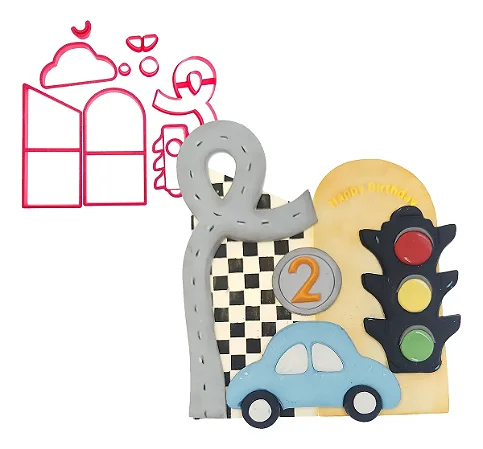 Cortador de Biscoito: Carrinho e Semáforo - 13,0 x 11,0 cm