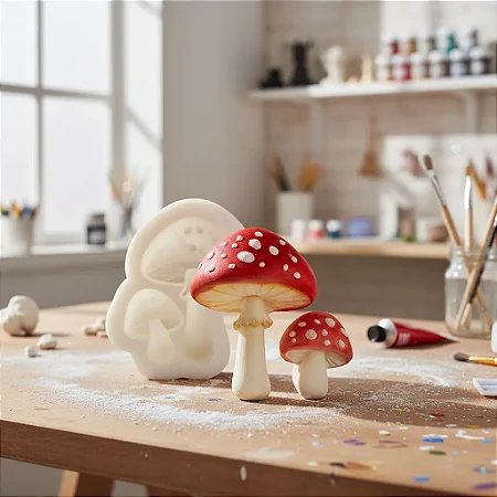Molde de Silicone: 2 Cogumelos