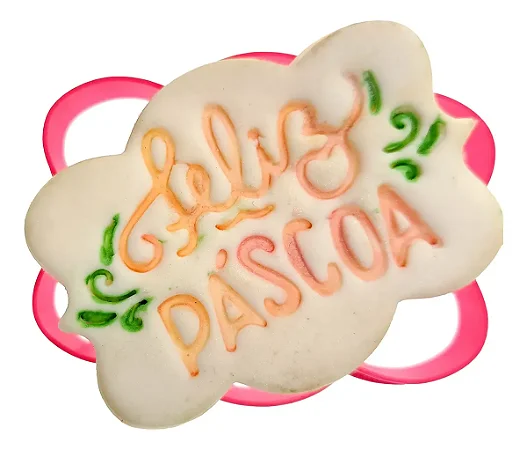 Cortador de Biscoito: Moldura "Feliz Páscoa" - 7,5 x 5,5 cm