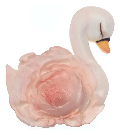 Molde de Silicone: Cisne com Rosa - 9,0 x 8,5 cm