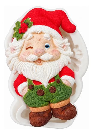 Molde de Silicone: Papai Noel Piscando - 9,0 x 5,5 cm