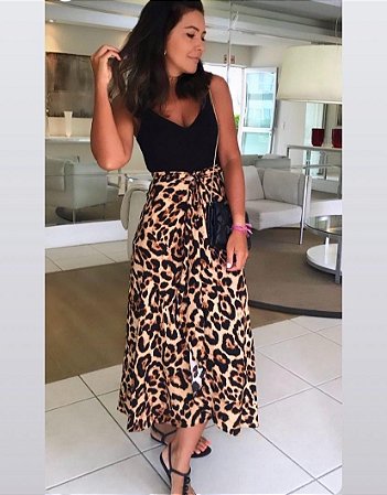 Saia envelope animal print estampado