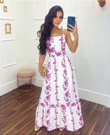 vestido alça floral