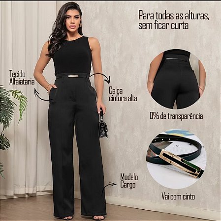 Calça alfaiataria com cinto