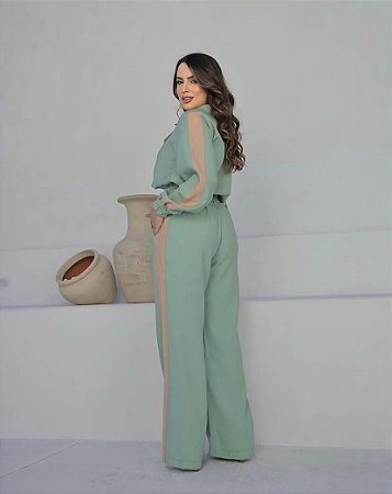 conjunto calça jaqueta listra
