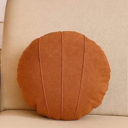 ALMOFADA REDONDA COMPLETA TECIDO BOUCLE COM REFIL COR TERRACOTA 43CM