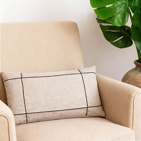 CAPA ALMOFADA BAGUETE RETANGULAR LINHO DRAPEADA AZUL 30X50