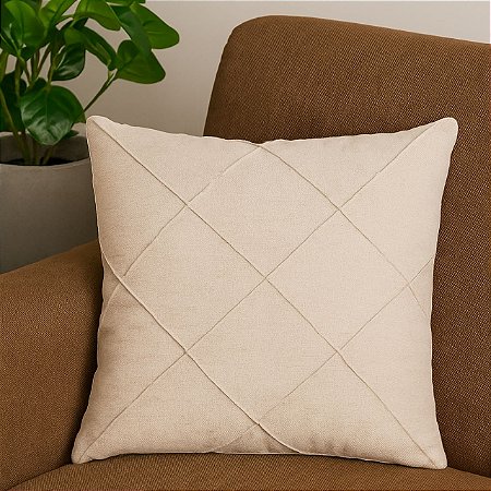 CAPA ALMOFADA LINHO CRU DRAPEADA 45x45