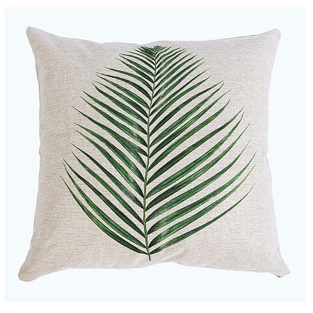 CAPA ALMOFADA LINHO FOLHA VERDE 45x45