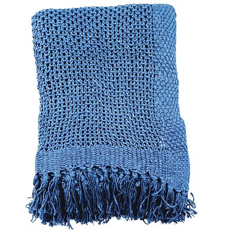 MANTA PESEIRA TRICO RUSTICO 1,50x1,20 AZUL MARINHO 100% ALGODÃO
