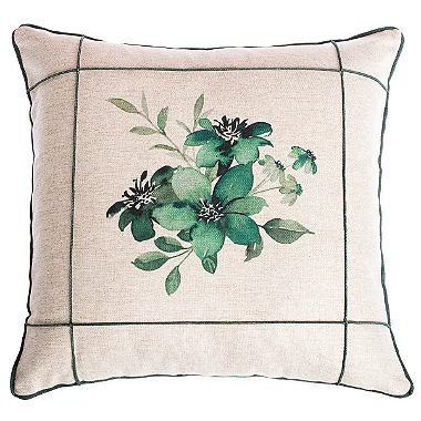 CAPA ALMOFADA LINHO FLORAL LUXO 45x45  - VERDE