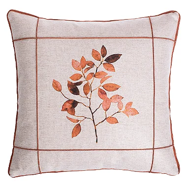 CAPA ALMOFADA LINHO FLORAL LUXO 45x45 - TERRACOTA