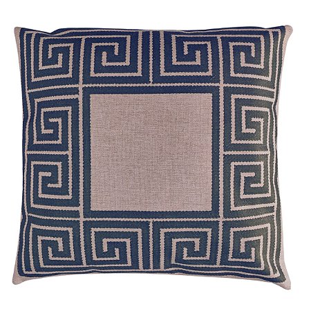 CAPA ALMOFADA LINHO ARABESCO 45x45 - AZUL