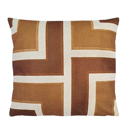 CAPA ALMOFADA LINHO ARABESCO 45x45 - MARROM