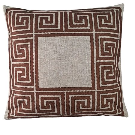 CAPA ALMOFADA LINHO ARABESCO 45x45 - MARROM